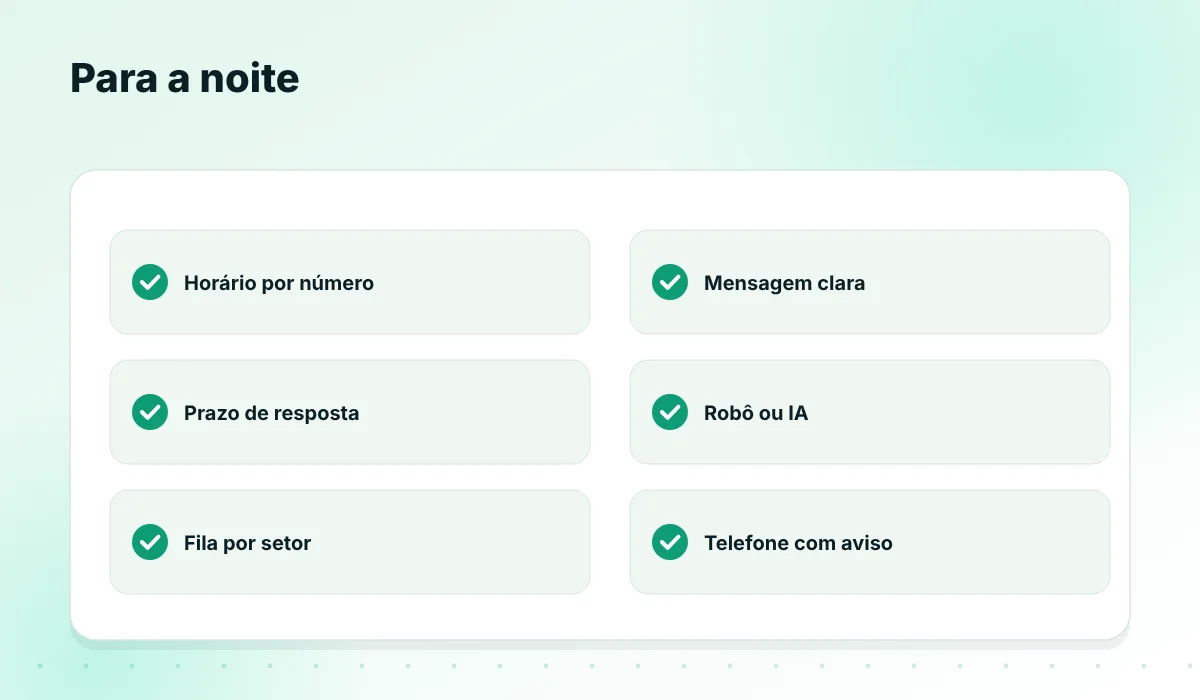 Checklist de fora do horário